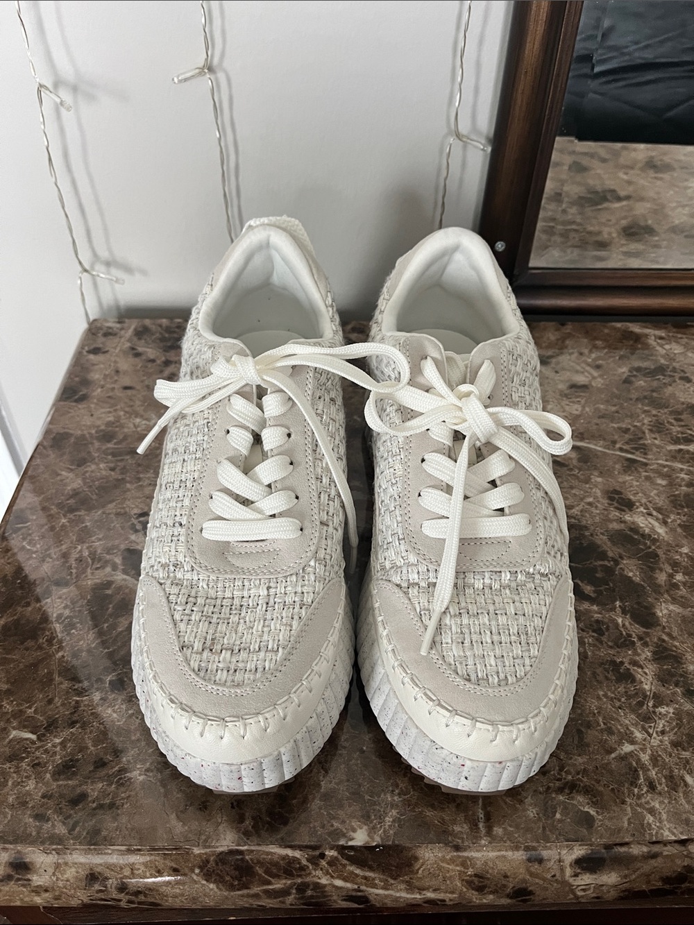 Universal Thread Cream Tweed Lace-Up Sneakers